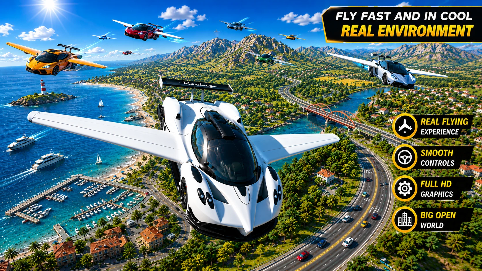 Flying Car Game driving screenshot